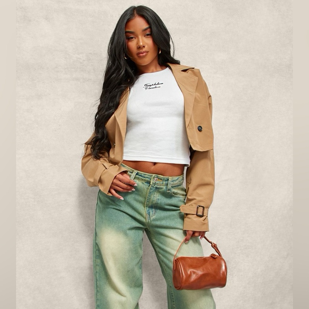 PrettyLittleThing Camel Cropped Jacket - Picture 4 of 4
